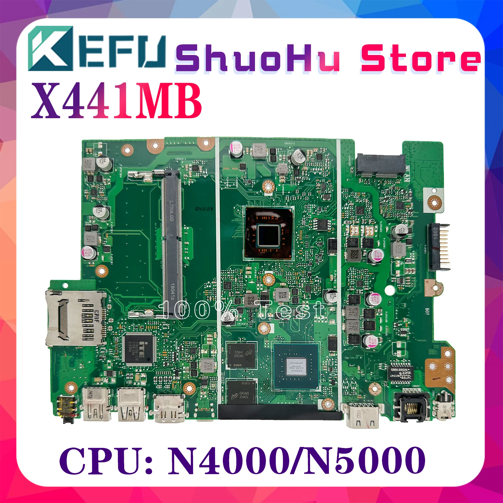 KEFU X441MB Notebook Mainboard  For Asus X441M X441MA A441M Laptop MotherboardWith Intel Celeron 4 Core N4100 N5000 CPU UMA V2G