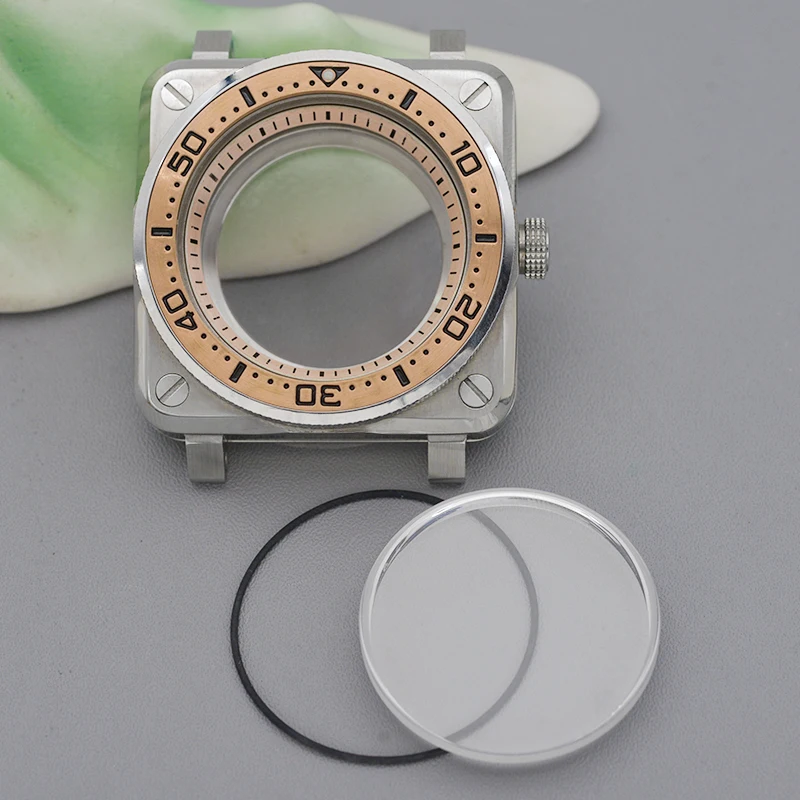 

SKX007 Square Case with Sapphire Crystal and Transparent Case Back Compatible with NH35/NH36 Movements Men's Diver's Watch Case