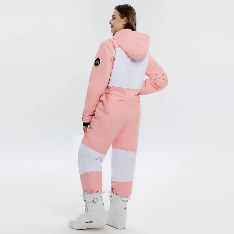 Traje de esquí de una pieza para hombre y mujer, mono de esquí para exteriores, a prueba de viento, impermeable, traje de snowboard, chaqueta de