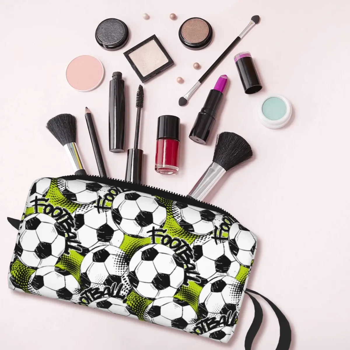 Football Sport Balls Soccer Cosmetic Bag for Women Makeup Bags Travel Waterproof Toiletry Bag Organizer Merch