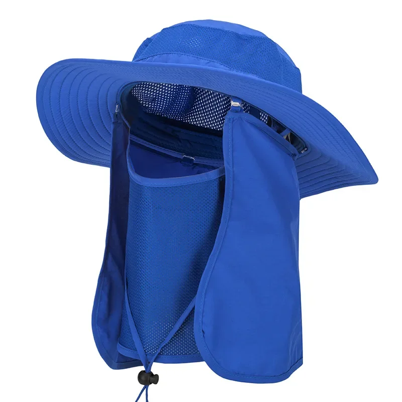 Chapeau pare-soleil de protection UV pour hommes et femmes, avec poignées amovibles à larges bords, rabat pour le cou et le visage, casquette d'extérieur pour la pêche, la randonnée et l'escalade, été