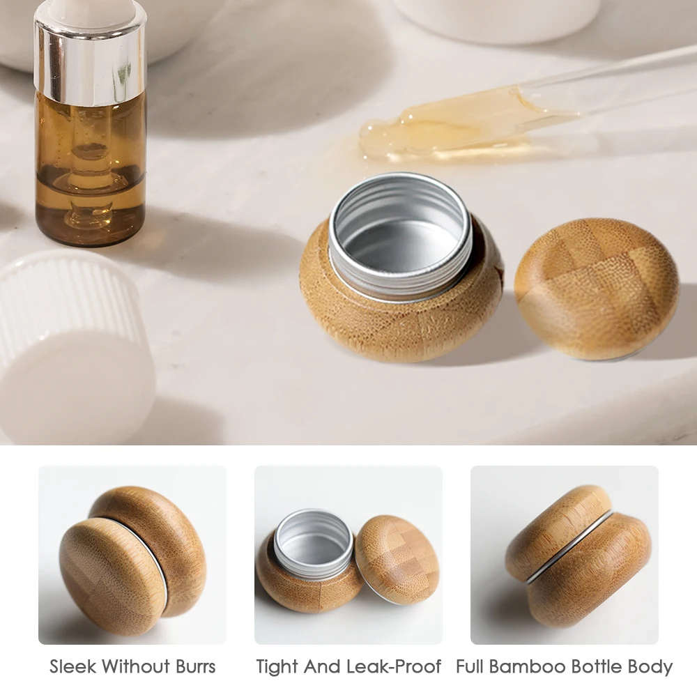 Natural Wooden Cosmetic Container Cream Mask Jar Makeup Skincare Container Refillable Mini Lotion Jar Empty Cosmetic Container