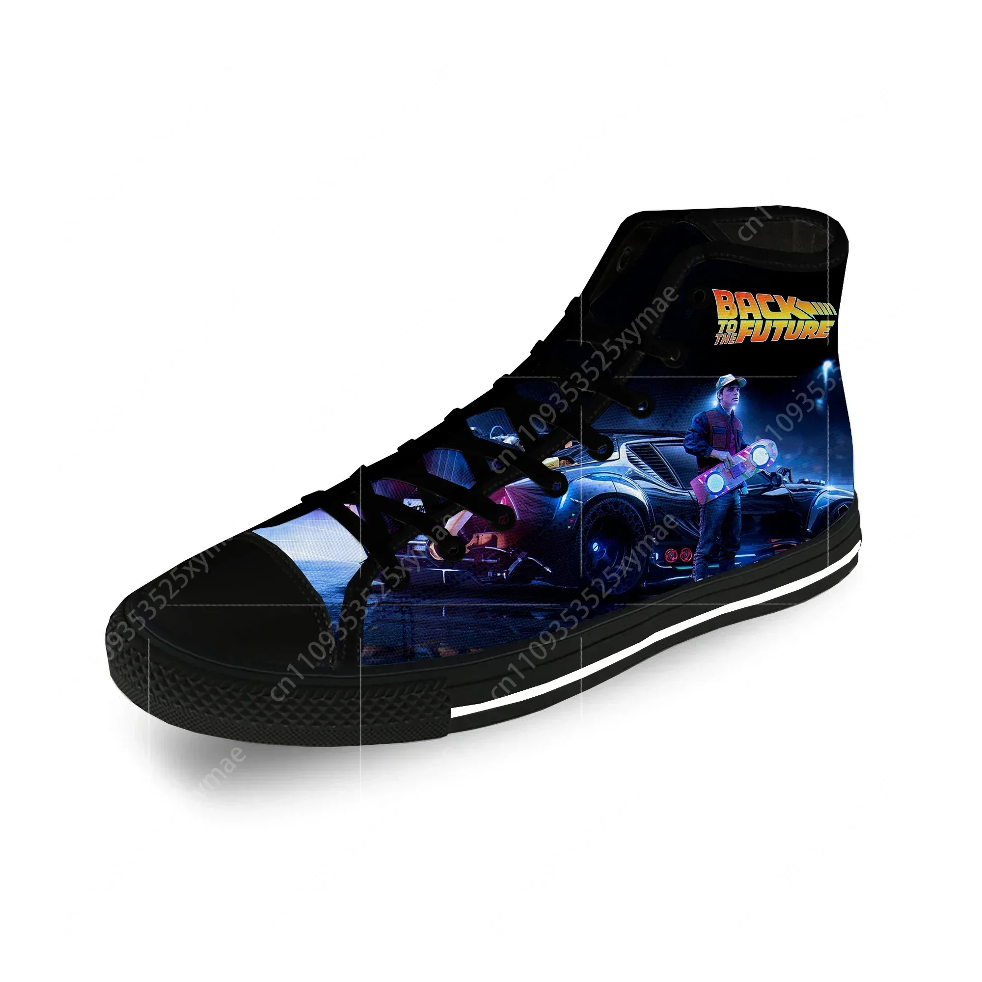 Movie Back To The Future Funny Casual Cloth Fashion 3D Print High Top Canvas Shoes Men Women Lightweight Breathable Sneakers view 2