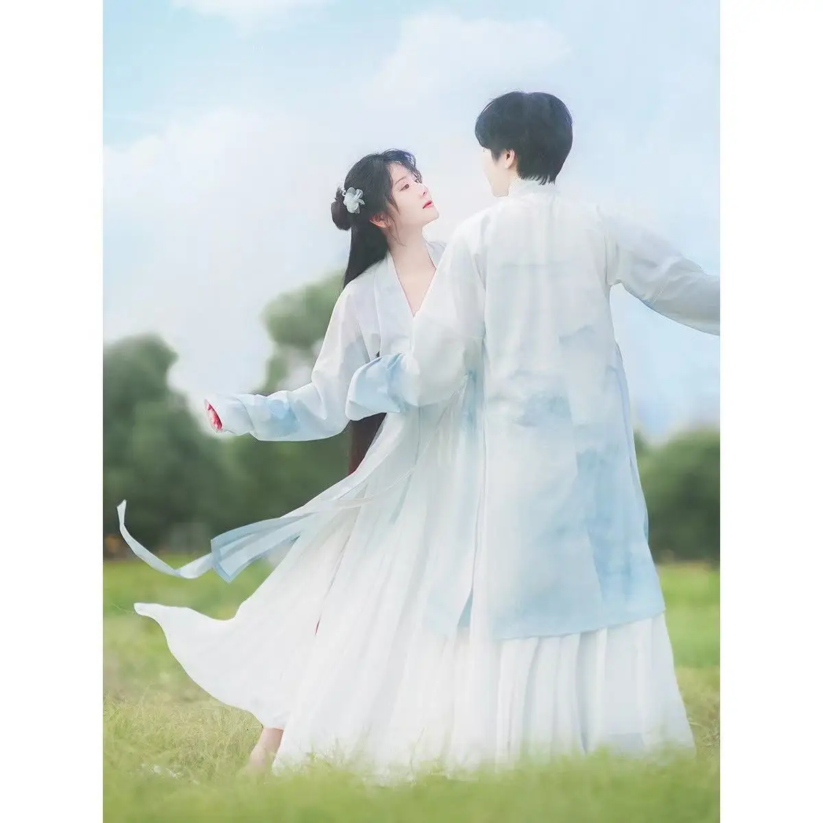 Traditional Chiense Hanfu Dress Men Women Ancient Song Dynasty Long Robe Couples Halloween Event Fairy Martial Cosplay Clothing