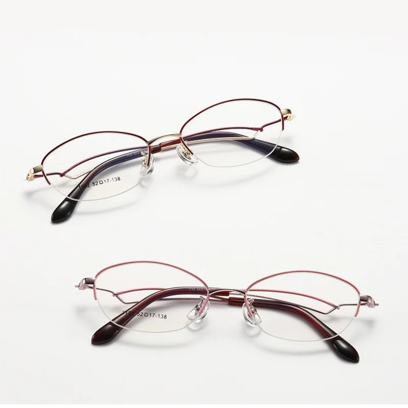 TGCYEYO Retro Literary Half Rim Optical Eyeglasses Frame Elegant And Ladylike Temperament Small Face Spectacle Frame