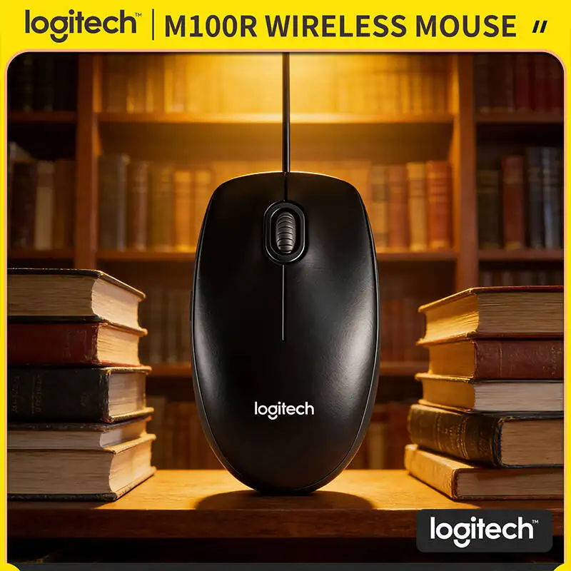 

Logitech M100R Wired USB Optical Mouse 1000DPI Precision Tracking Comfort Grip 1.8m Cable for PC Mac Linux Desktop Office