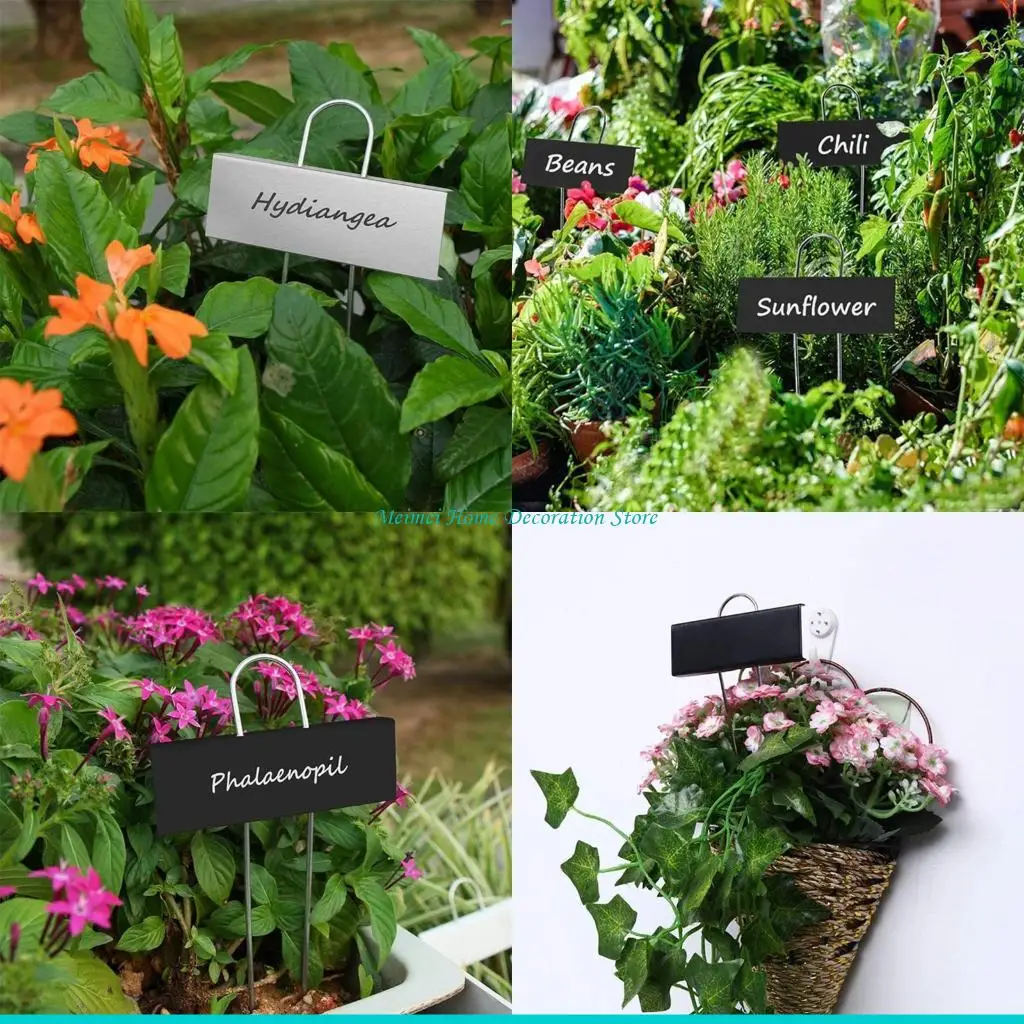 H7BF Reusable Nursery Tags Metal Plant Labels Plant Markers Easily Insert into Ground