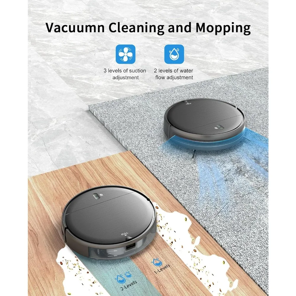 2 in 1 Mopping Robot Vacuum Cleaner with Schedule, Wi-Fi/Voice/App, Strong Suction, Self-Charging Robotic Vacuum