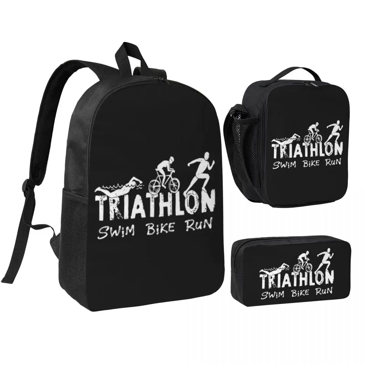 

Triathlon Swim Bike Run Athlete Backpack Student BookBag School Bag Shoulder Bags 3ps Insulated Lunch Bag Pencil Case