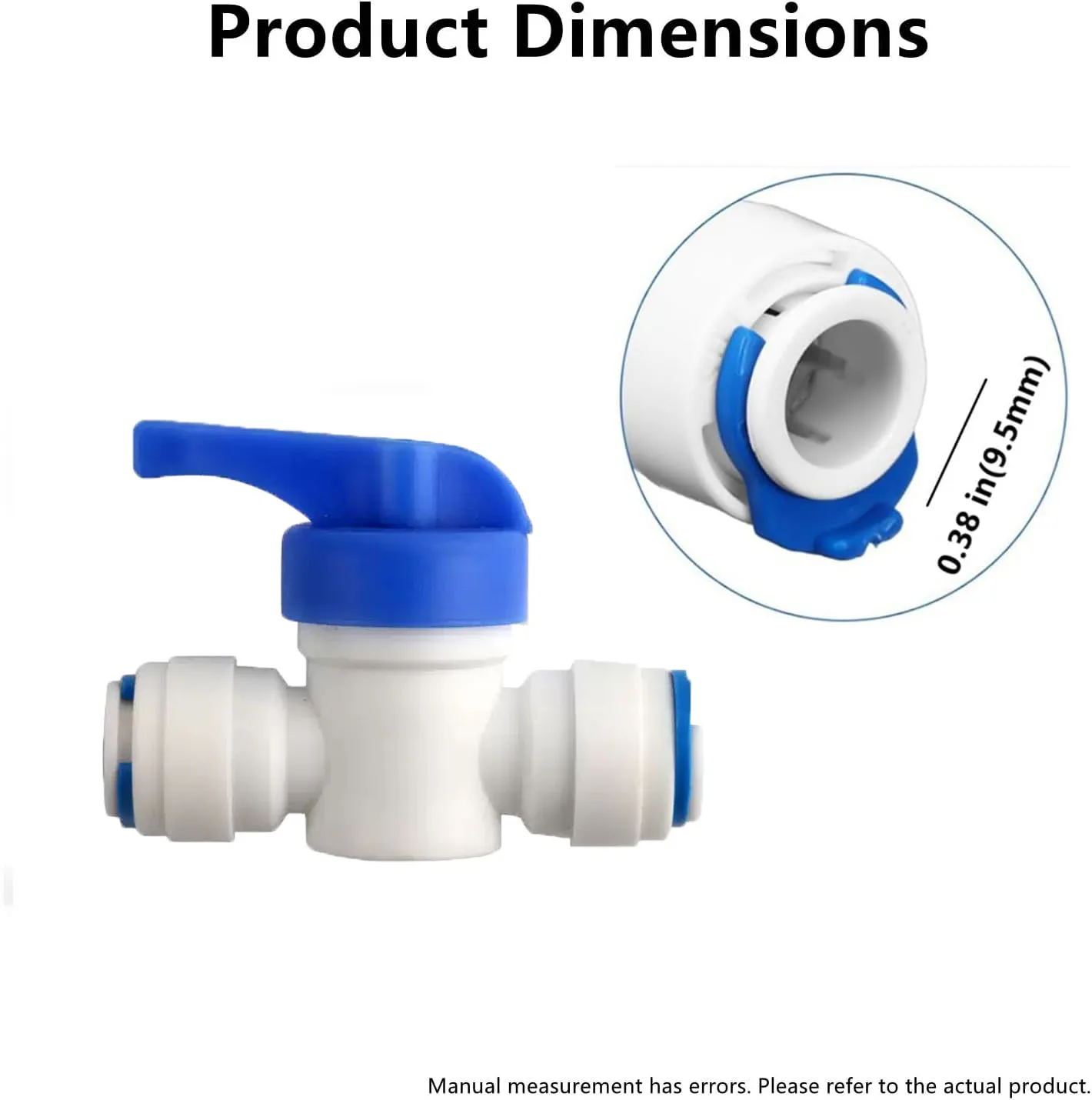 Shut Off Ball Valve 3/8 inch OD Tubing&Hose&Pipe Use Plastic Quick Connect Fittings for Water Purifier RODI System