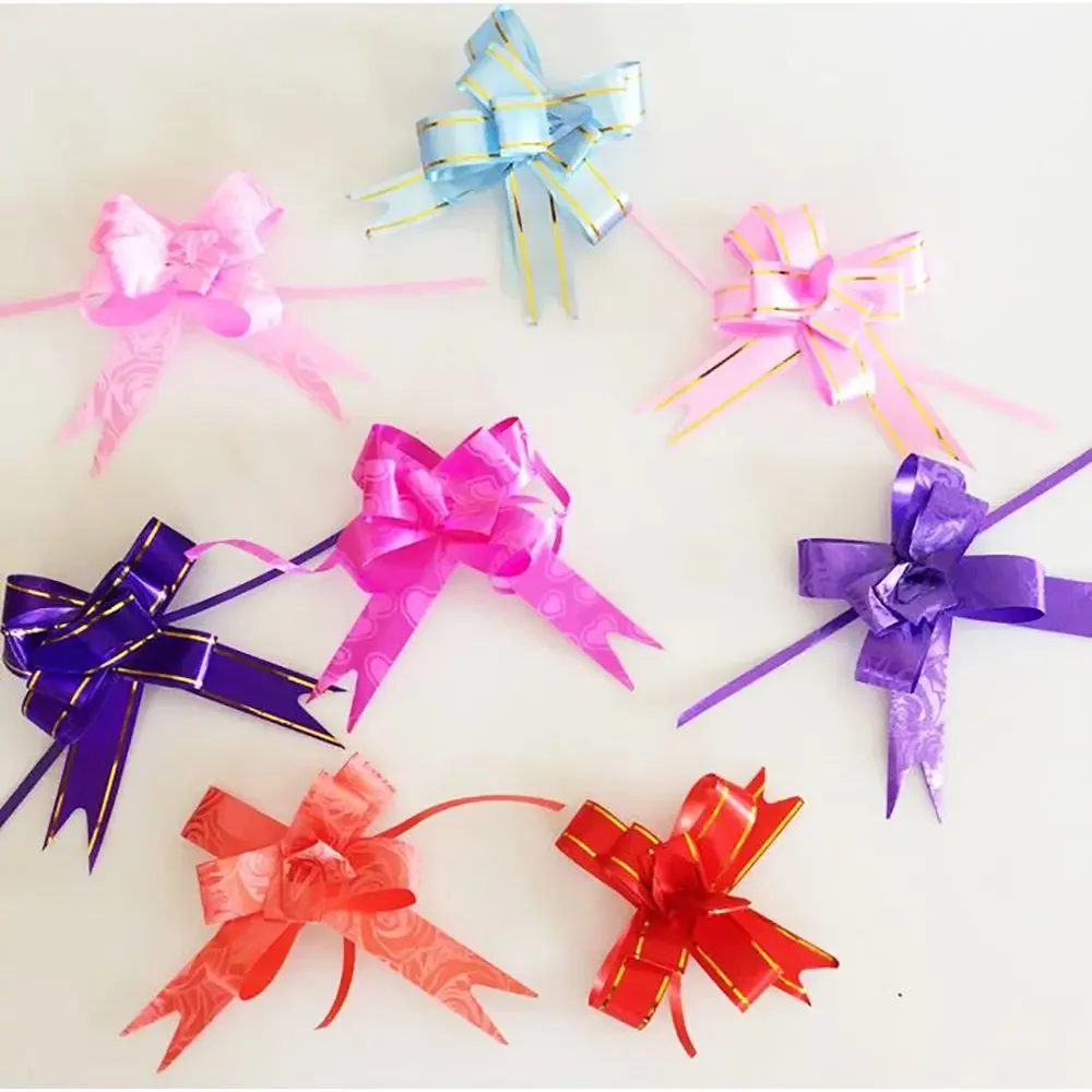 50Pcs 18mm DIY Flower Ribbons Pull Bowknots Christmas Car Decoration Gift Wrap Holiday Birthday Party Wedding