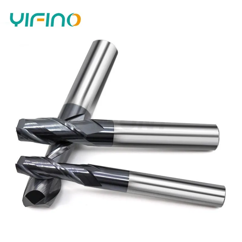 YIFINO HRC50 2-Flute Milling Cutter Tungsten Steel Carbide Nano Coating Flat End Mill For CNC Maching Center Endmills Tools