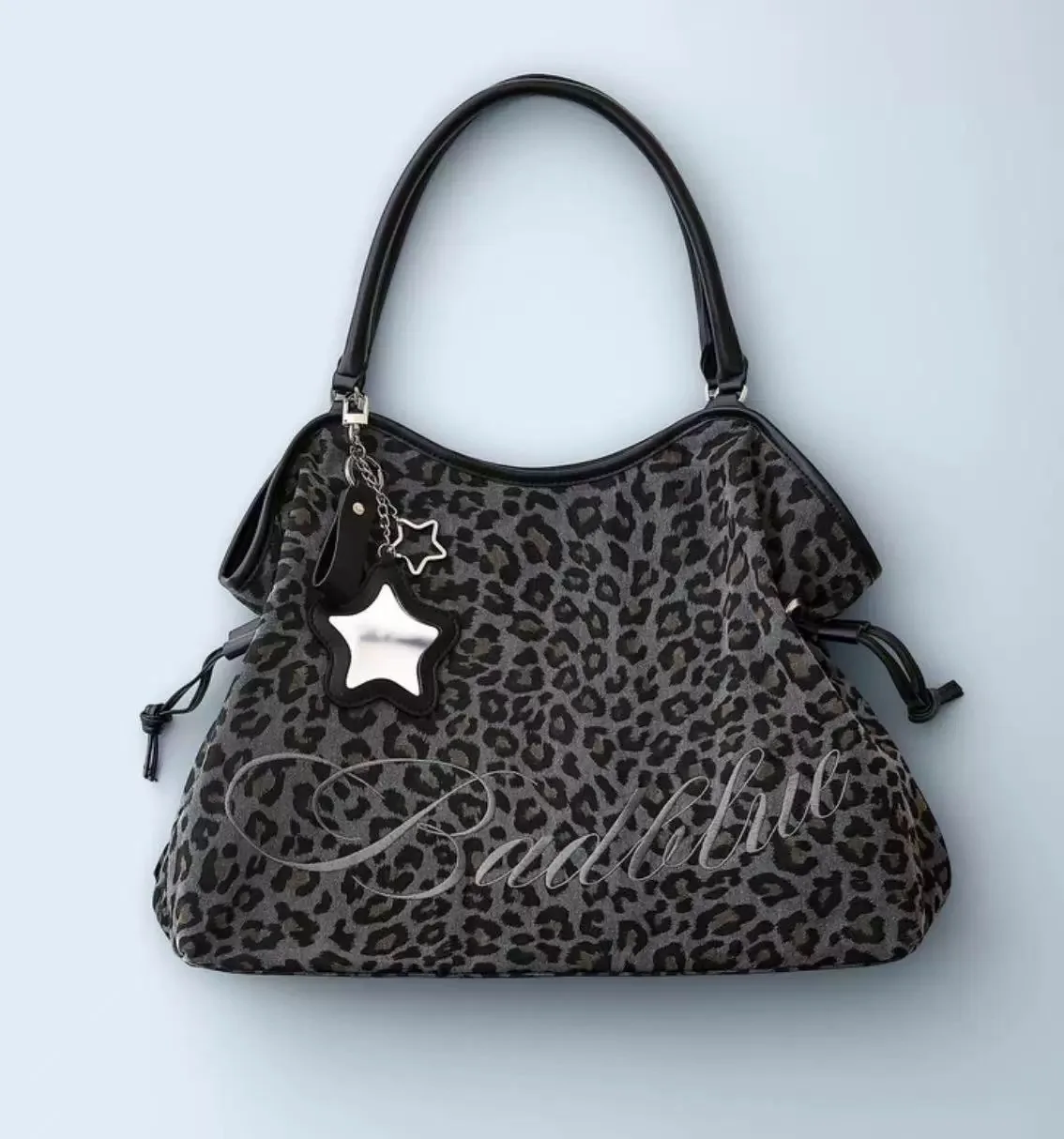 Badblue Embroidered Leopard Print Polka Dot oulder Tote Bag Mirror