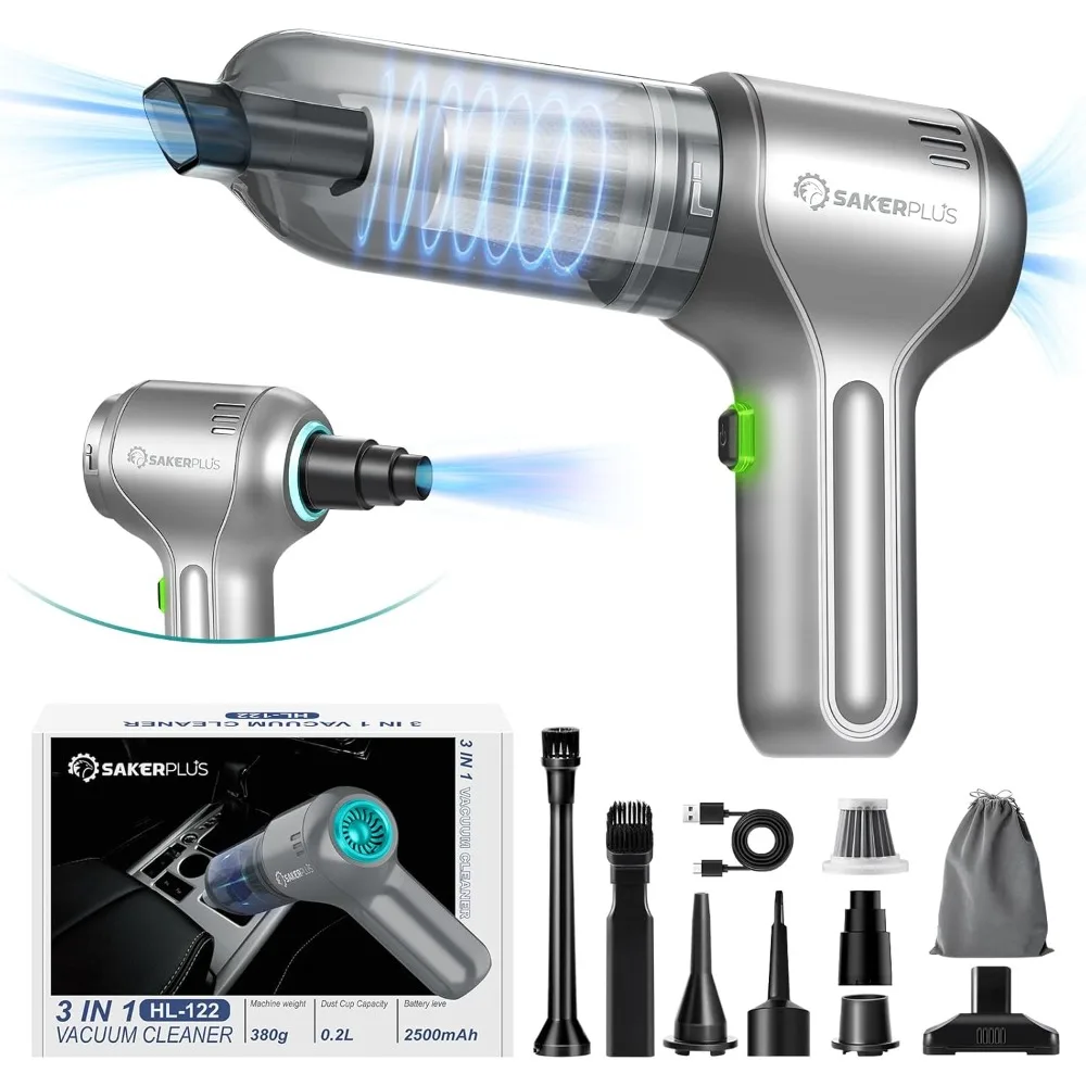 مكنسة كهربائية للسيارة - مكانس سيارة محمولة لاسلكية مع أفضل شفط، محرك بدون فرش 12000PA أقصى قوة، 3 في 1 محمول صغير #1
