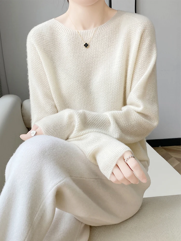 100% Australia Wool Women\'s sweater New Knitwears Korean Style Women\'s Jumper O-neck Pullover New Arrivals Lady Clothing Fashion