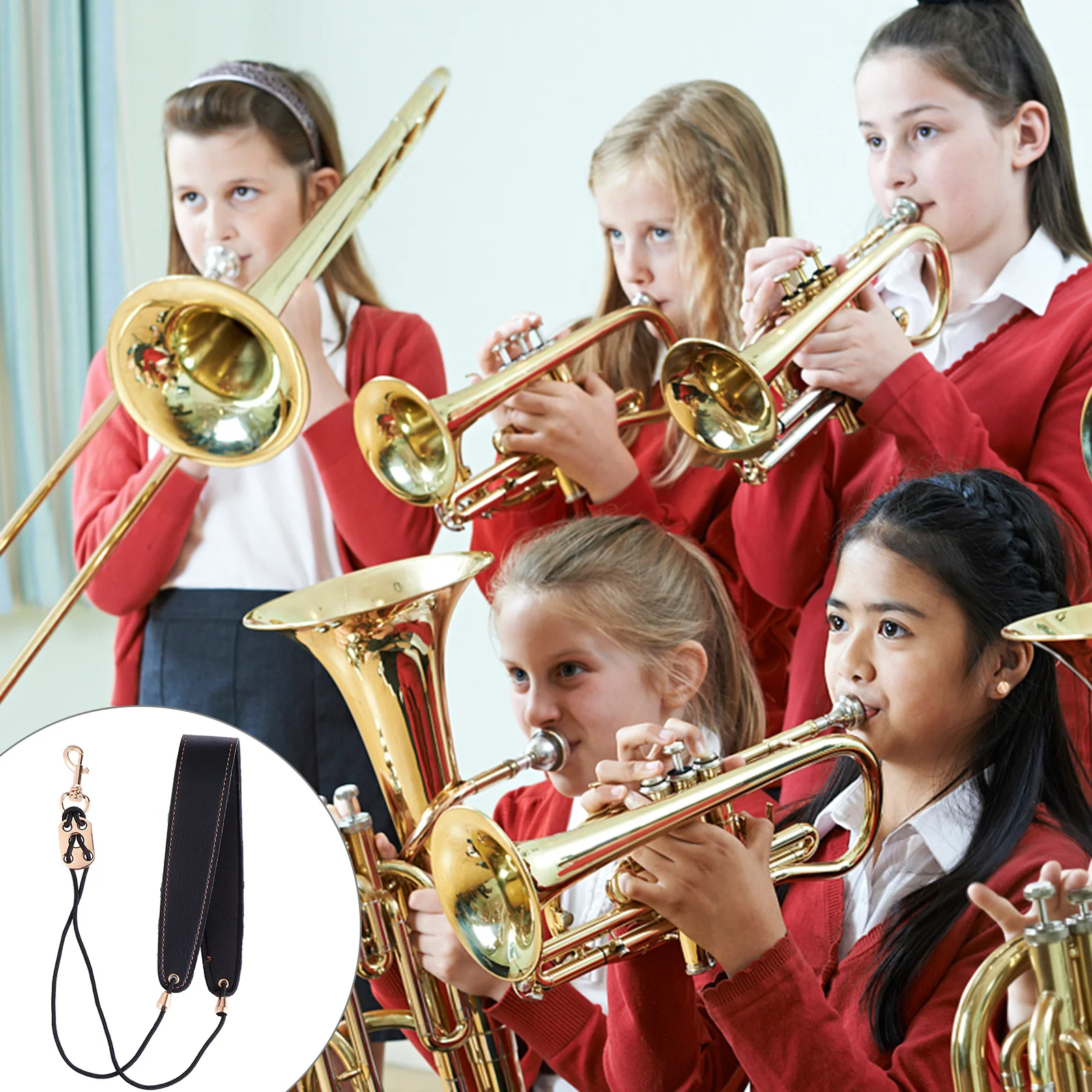 

Saxophone Neck Strap Durable PU Adjustable Widened Design for Comfortable Playing Saxophone Harness Belt Strap Metal