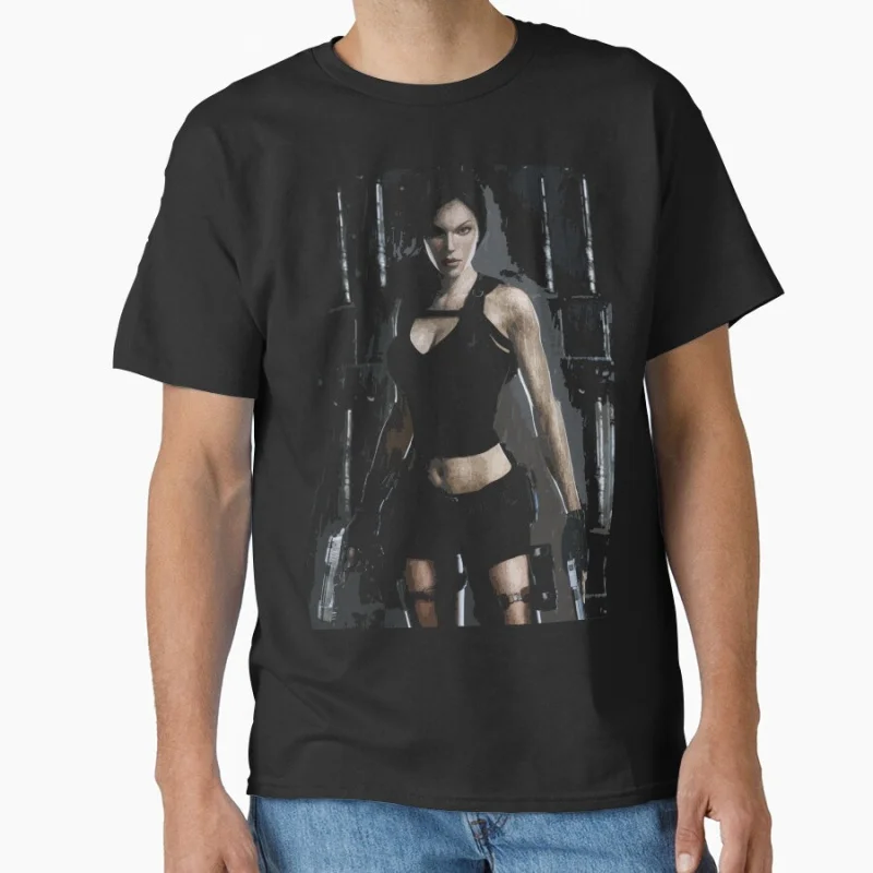

80s retro video game Tomb Raider Lara Croft Treasure hunter Angel of Darkness T Shirt for men large size tops S-6XL mens tee