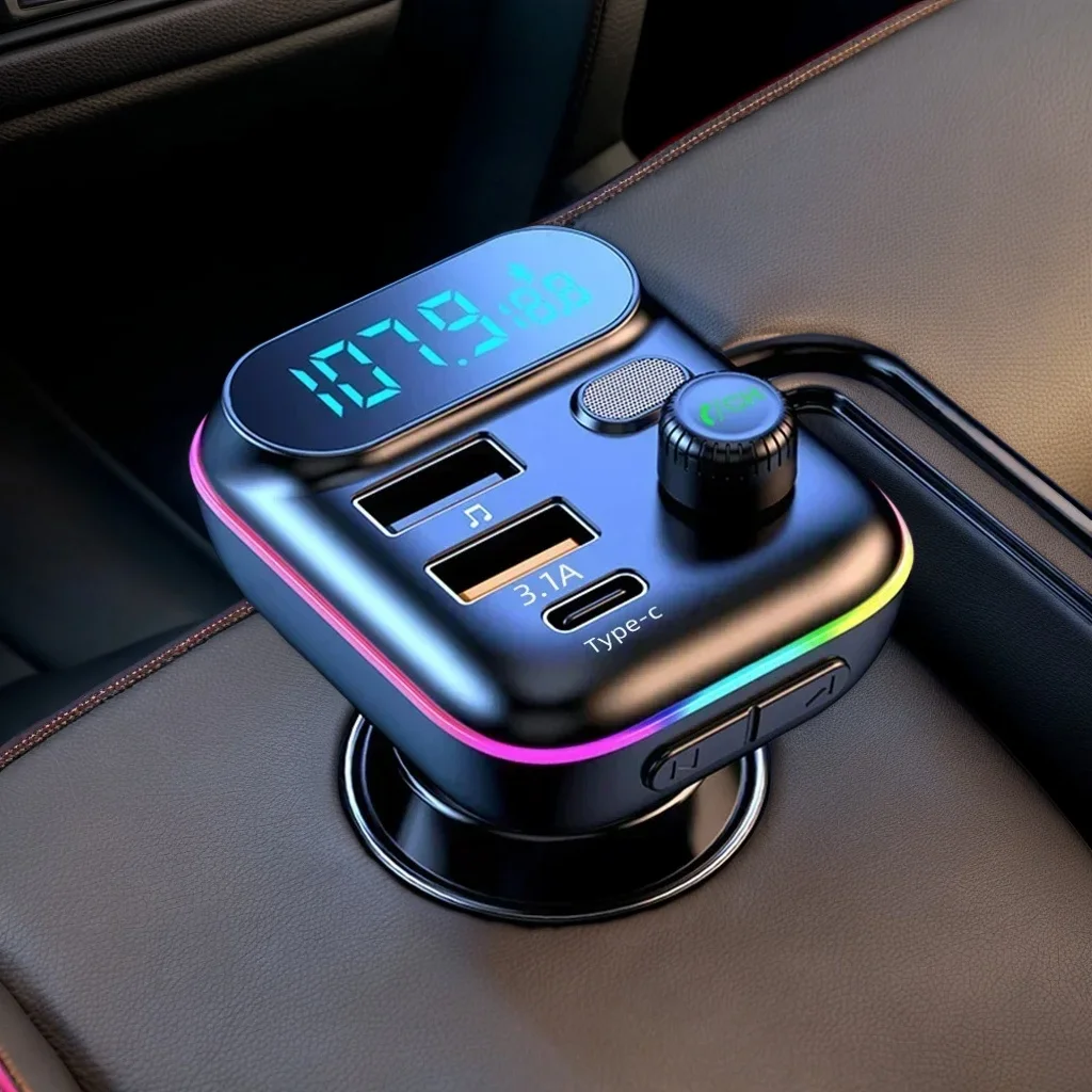 

QC3.0 Автомобильное зарядное устройство мощностью 25 Вт — USB-C с быстрой зарядкой Bluetooth 5.0 FM-передатчик MP3-плеер