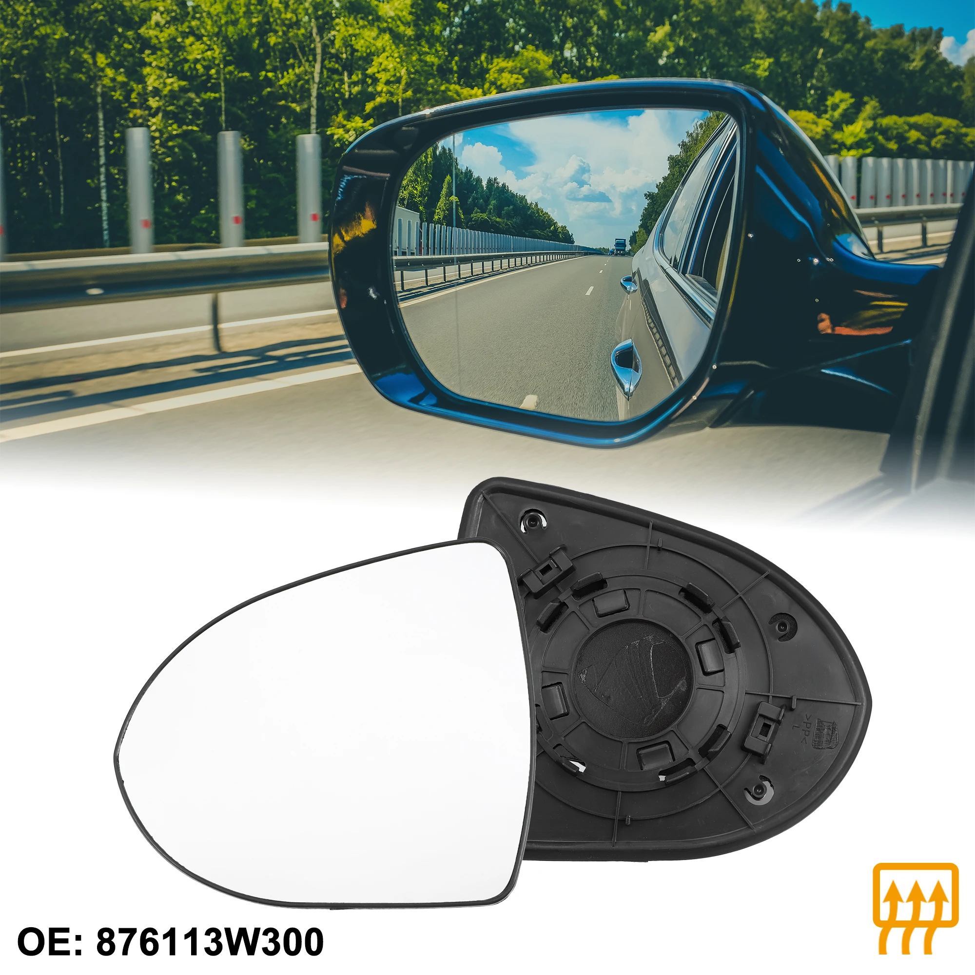 Uxcell Car Rearview Driver Side Heated Mirror Glass W/ Backing Plate for Kia Sportage Replacement Parts