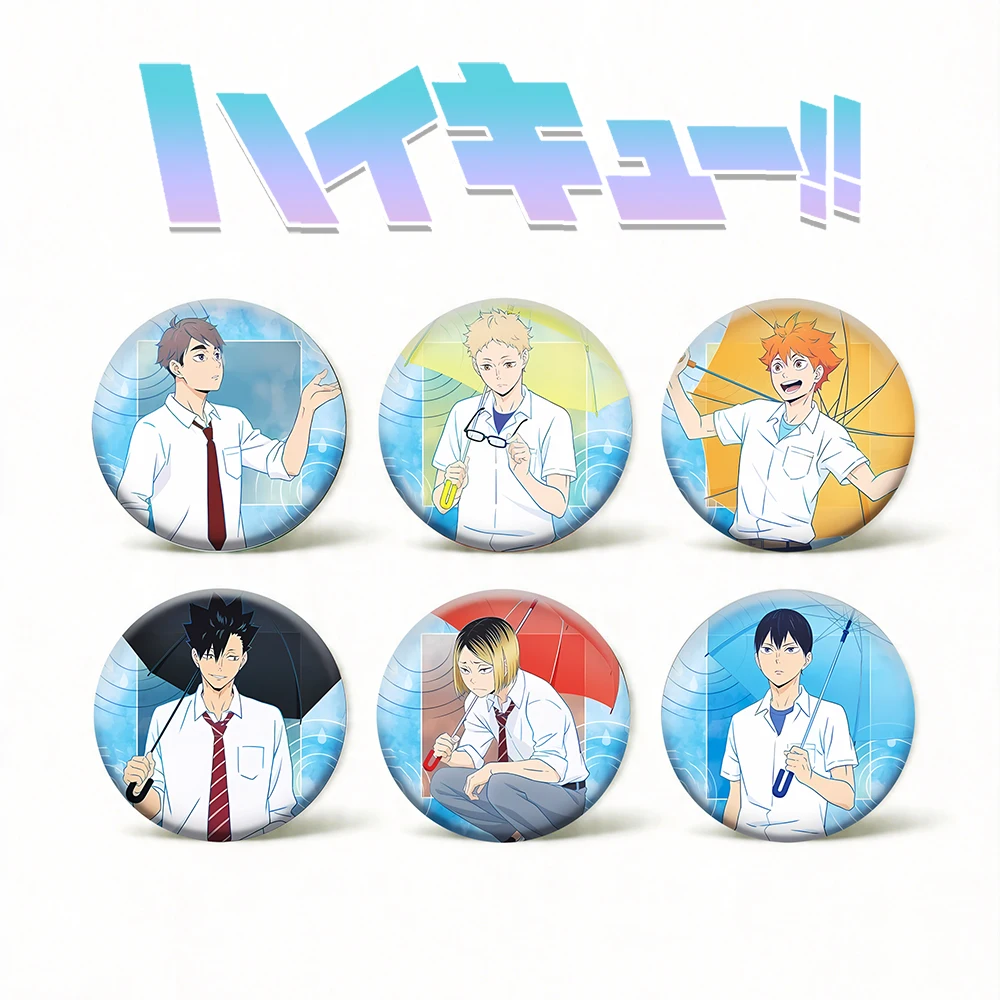 Haikyuu!! Anime Badge Keychain Atsumu Miya Umbrella Rainy Day Series Cute Cartoon Figure Lapel Decor Collectible