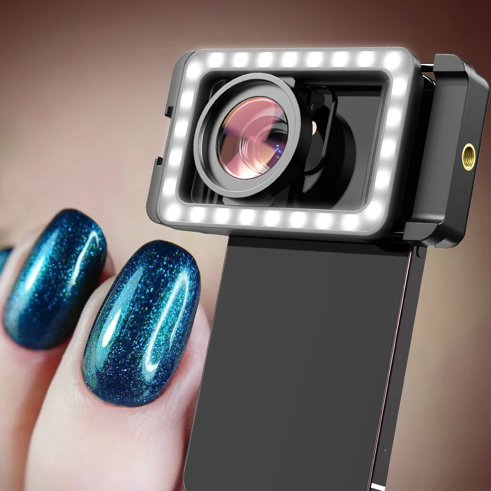 APEXEL HD 15x Super Macro Lens With LED Fill Light Universal Clamp Micro Lenses for iPhone Samsung all Smartphones Jewelry Lens