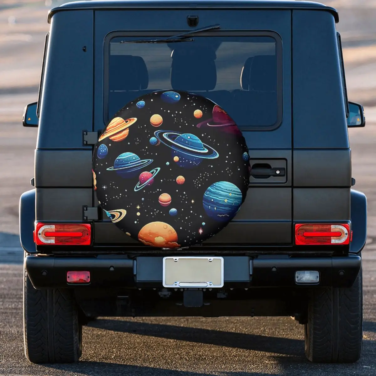 Custom Solar System Space Planets Universe Spare Tire Cover for Car Pajero 4x4 Wheel Protector Covers 14