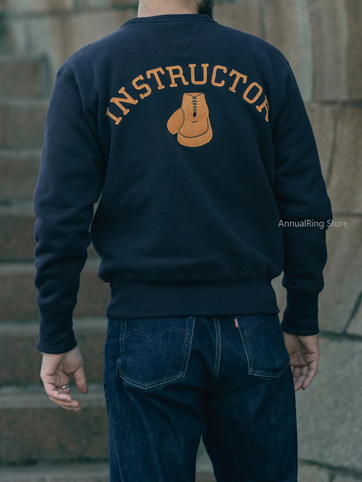 Rugged Bronson NAVY Boxing Coach Pullover Sweatshirt US Cotton Blockbuster Sweater