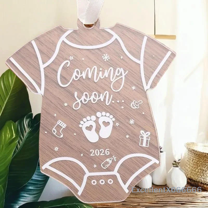 Voetafdrukken Decor "Coming Soon" - 2026 Transparant acryl hangend ornament voor babyborrels