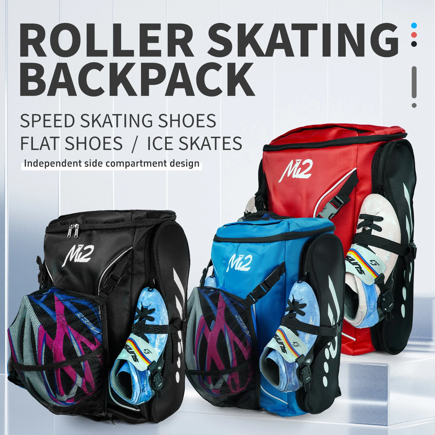 Roller Ice Hockey Skate Backpack for Inline Quad Speed Skating Convenient Ski Boot and Helmet Storage-for Travel