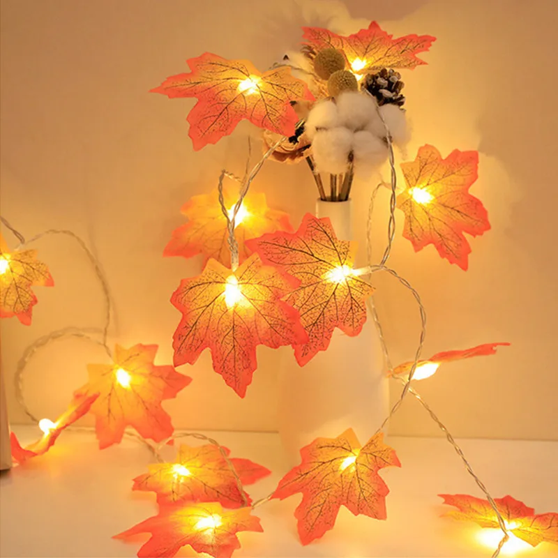 LED String Maple Leaves Fairy Garland String Lights Battery Operated Helloween Garden Home Christmas Tree Decoration Lighting