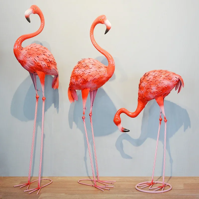 Garden Decoration Flamingo Garden Statue Accessories Large Iron Art Sculpture Wedding Ornaments Home Decor Handicraft Statue Gif