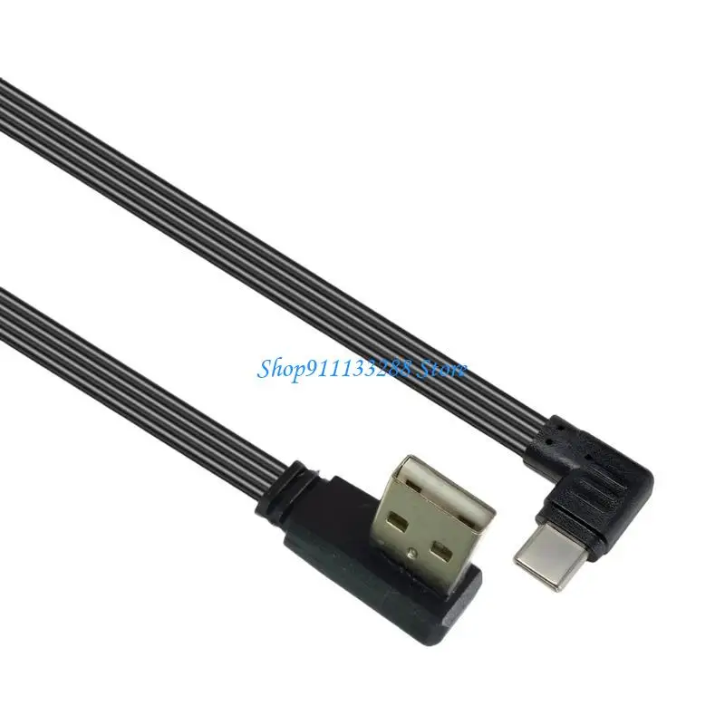 USB 2.0 to Type C Male Soft Silicone Cable 90 Degree Bend for Easy Use Confined Space 480Mbps Transfer