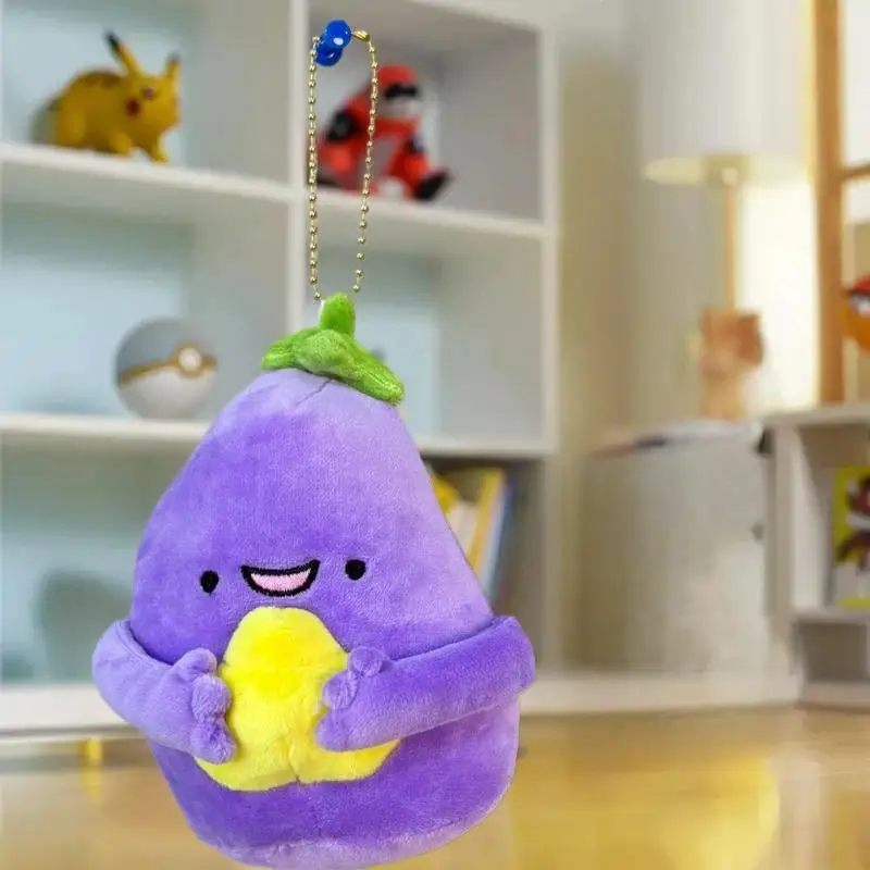Porte-clés en peluche conçu aubergine, ensemble de 1/2 poupées en peluche, pendentif pour sac de filles, ornement de charme de sac à dos, trésor de poupée de Ragdoll confortable