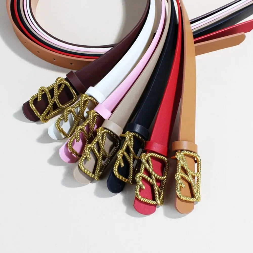 حزام جلد متعدد الاستخدامات للنساء ، زخرفة الخصر ، تصميم فاخر ، مشبك منزلق معدني ، حزام