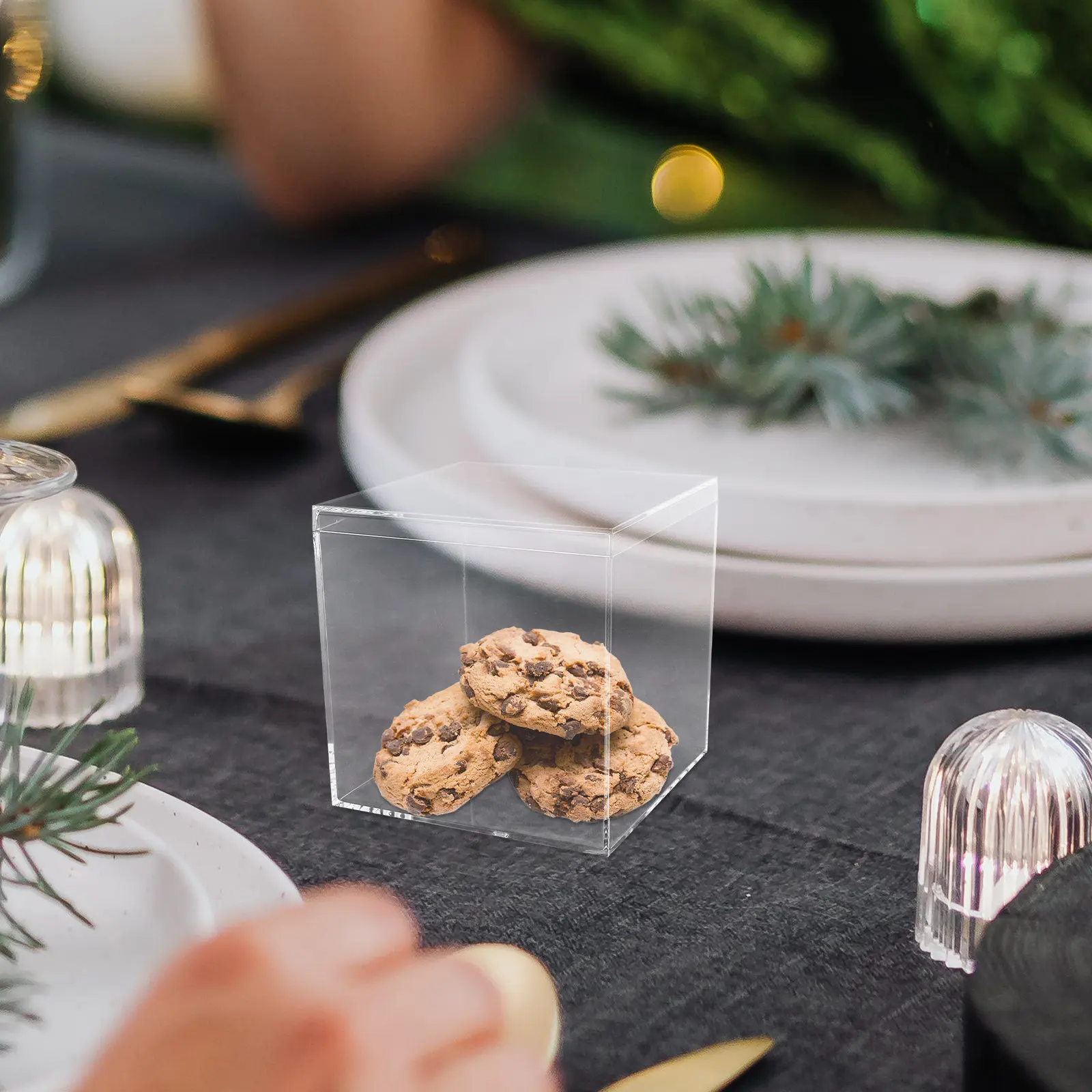 

4Pcs Clear Acrylic Box with Lid Small Candy Packaging Boxes for Chocolate Cookies Treats Storage Display DIY Gift Wrapping Favor