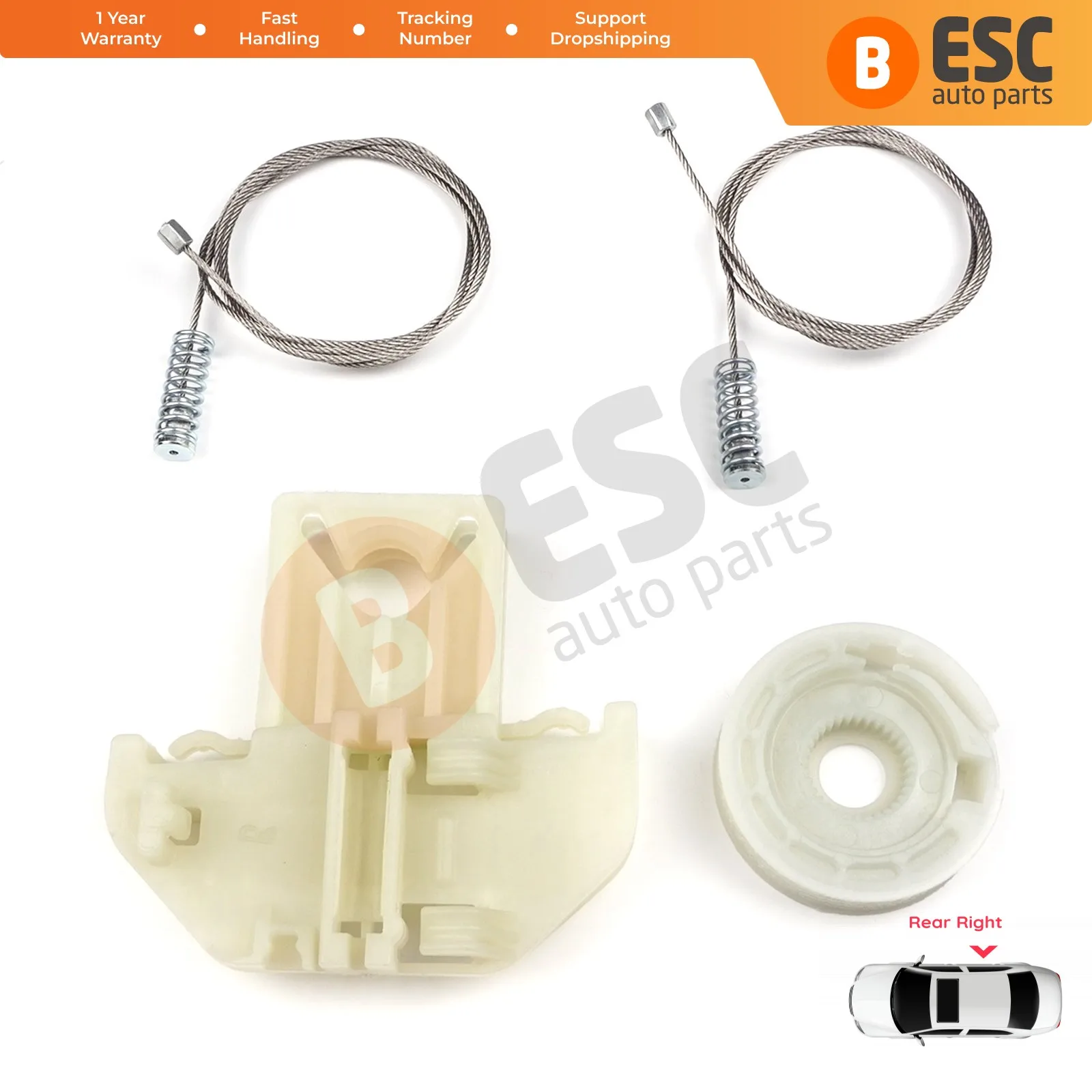 EWR289 Power Window Lifter Regulator Repair Kit Rear Right Door for Ford Focus MK1 4/5 Door Hatchback Sedan Estate Wagon 1138203