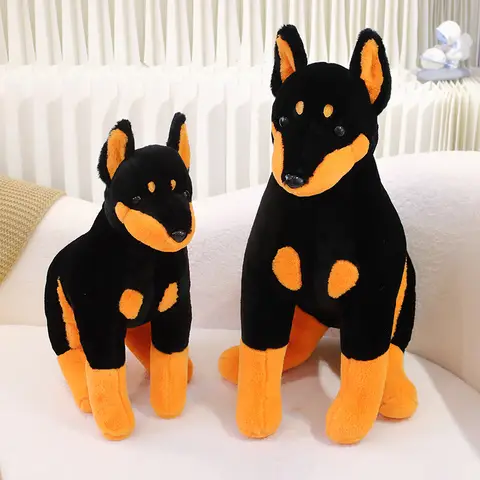 뜨거운 고품질 시뮬레이션 개 봉제 인형 실물 같은 Doberman 강아지 인형 홈 장식 만화 어린이 소년 소녀 생일 선물