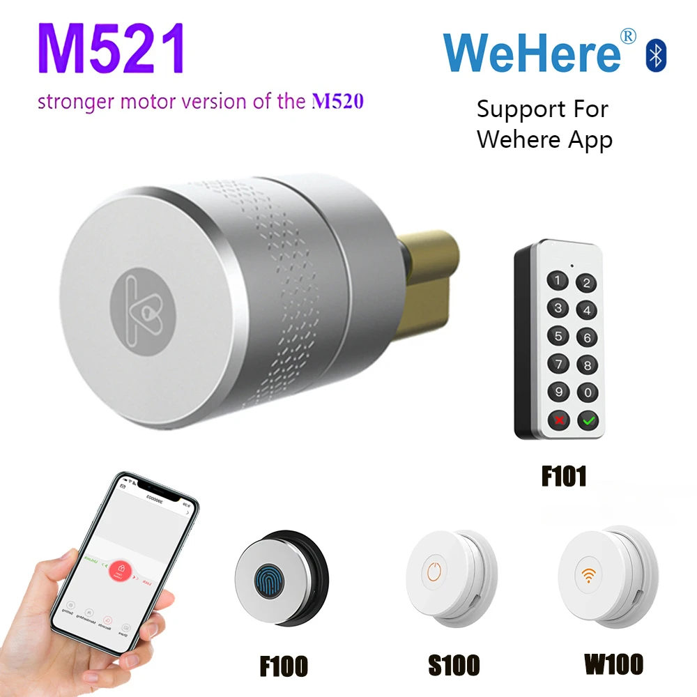 

Wehere M521 Smart Door Lock Electronic Lock Stronger Motor Fingerprint Lock For Door 50-100mmThickess Remote Control