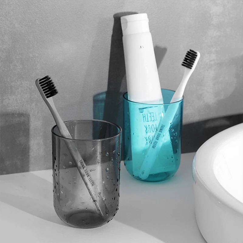 Nordic Style Plastic Mouthwash Cup Solid Colour Toothbrush Holder_voghion.com