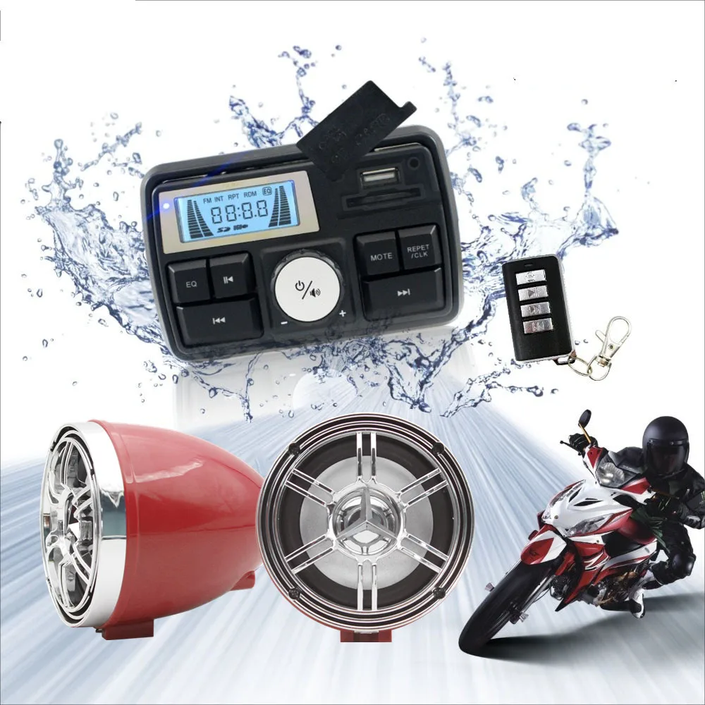 12V 3 Inch Motorcycle ATV UTV Golf Cart Waterproof Anti-Theft Bluetooth Speaker USB TF U Disk FM Radio Stereo System