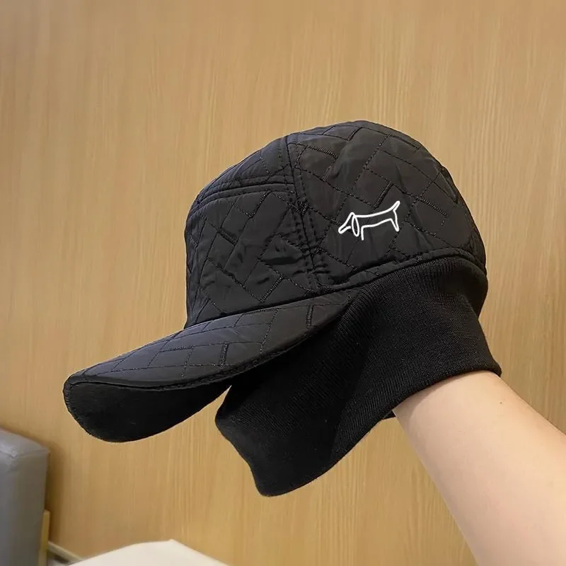 Korean Luxury Golf Cap Men's Outdoors Keep Warm Sports Caps Men's Golf Wear 2024 Winter New Ear Protection Baseball Cap