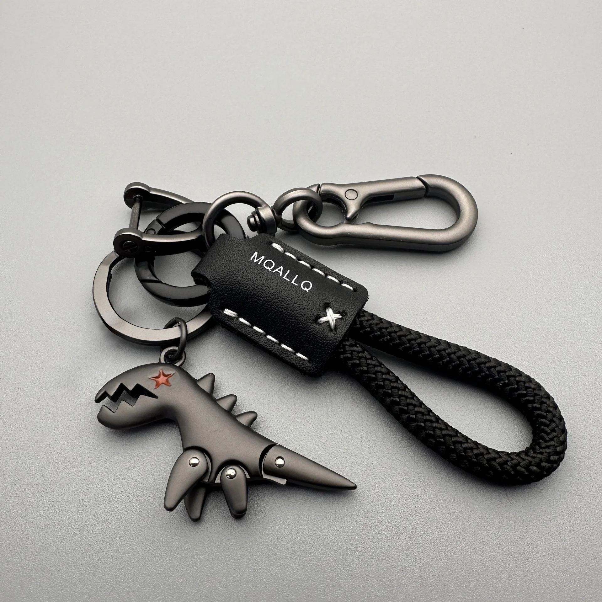 Motorcycle Decoration Accessories and Car Keychain Single Leather Woven Rope Metal Keychain Handbag Pendant Small Gift