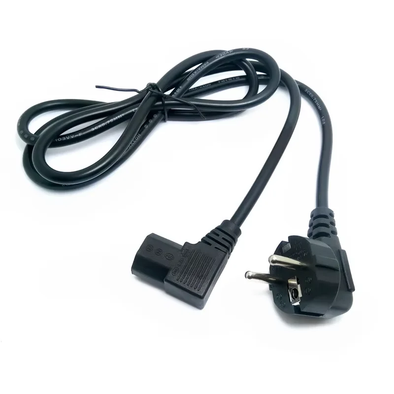 1.5M/5FT C13 IEC Kettle 90 right angle Degree to European 2 pin Round AC EU Plug Power Cable Lead Cord PC 150CM