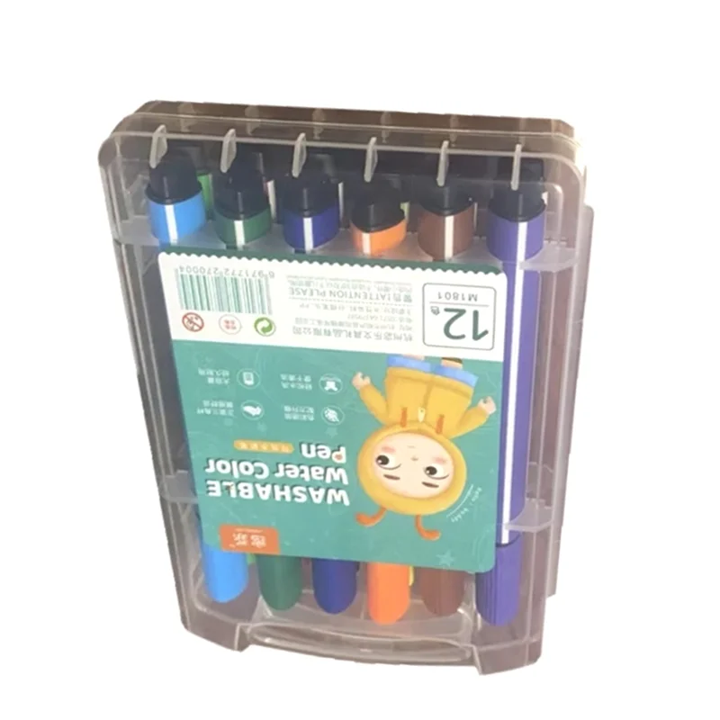 L53A-12-компонентный умный детский художественный набор: 6 кистей и набор цветных карандашей для рисования роботов