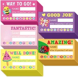 50 Pcs Punch Cards My Reward Cards for Classroom Student Home Behavior Incentive for Children Motivational Kids Cute Cards