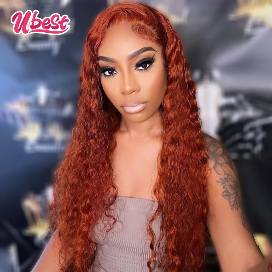 

Loose Wave Orange Brown Lace Front Human Hair Wig Brazilian Transparent 13x6 Deep Wace Lace Frontal Closure Wigs For Women