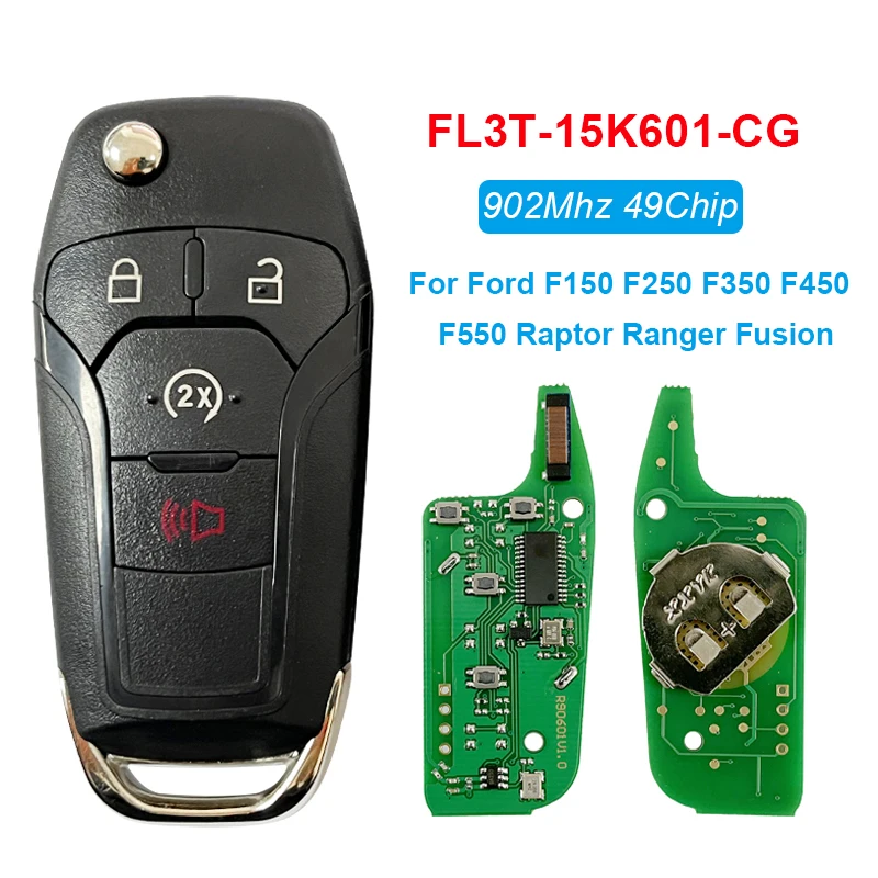 CN018081 4Button Original Flip Key 902Mhz For Ford F150 F250 F350 F450 F550 Raptor Ranger Fusion Remote 164-R8134 FL3T-15K601-CG