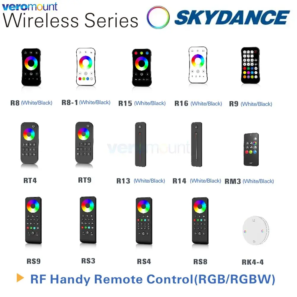 1 4 8 Zone 2.4G Wireless RF RGB RGBW Touch Wheel Hand-held Remote Control R8 R8-1 R9 R13 R14 RT4 RT9 RS3 RS8 Skydance Controller