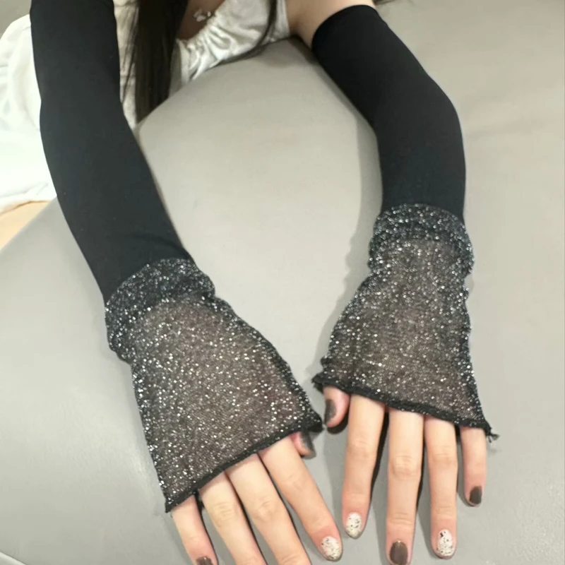 

Photography Backdrops Nails Lace Horn Arm Sleeve Elastic Driving Girls Long Fingerless Manicure Gloves Decoration Supplies