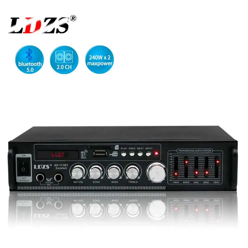 LDZS amplificatore audio di potenza domestica 120 + 120W home theater 2.0 canale 111BT amplificatore digitale stereo DC 12V/AC 220-240V USB FM